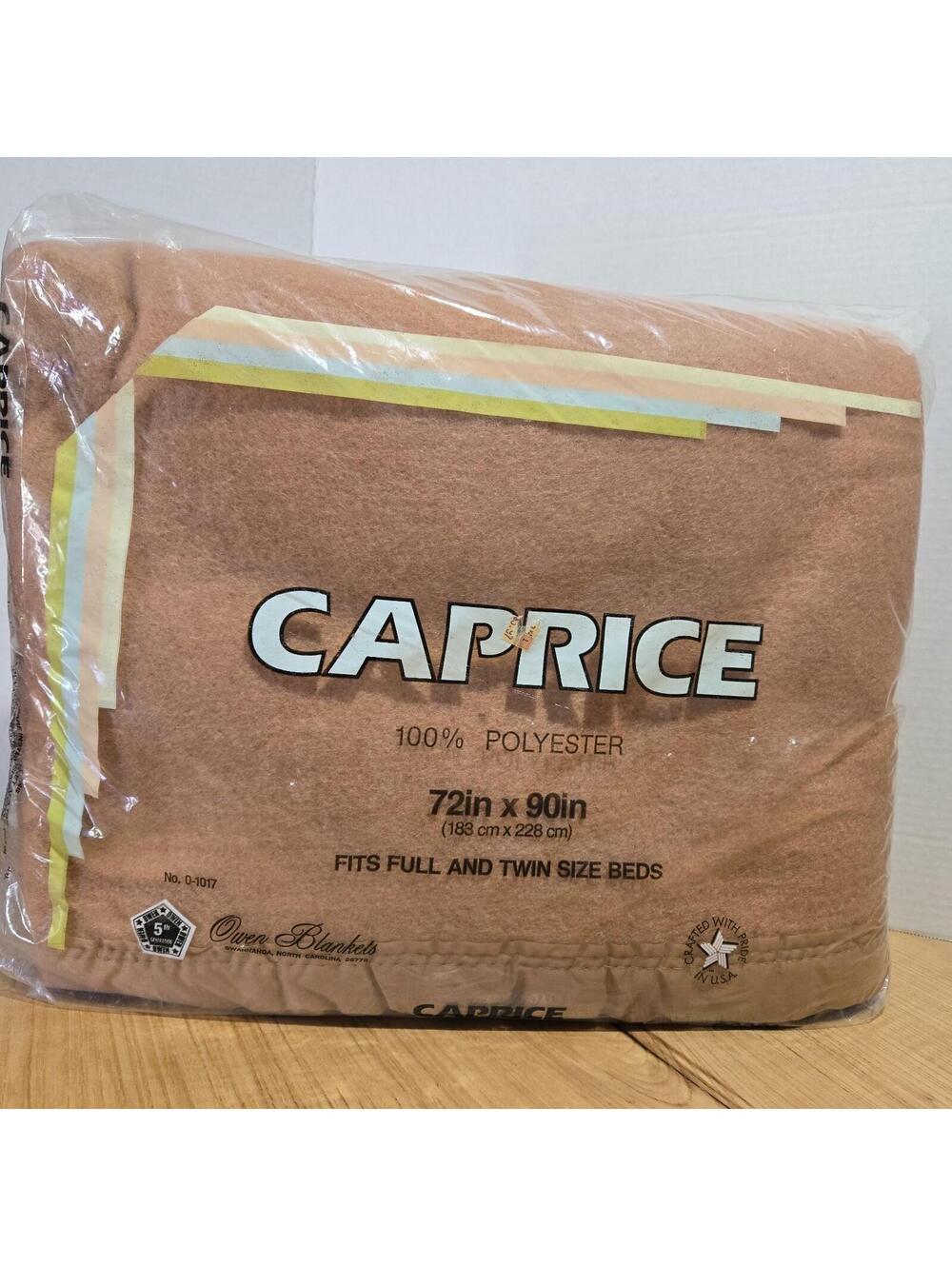 Owen Caprice Blanket Cocoa Brown Polyester Twin/Full Size 72x90" New Vintage USA